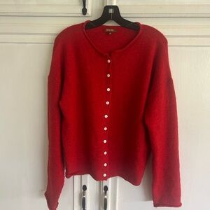 Women's Red Button-Up Sweater